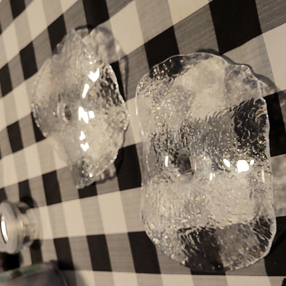 Pukeberg Scandinavian art glass candle holders